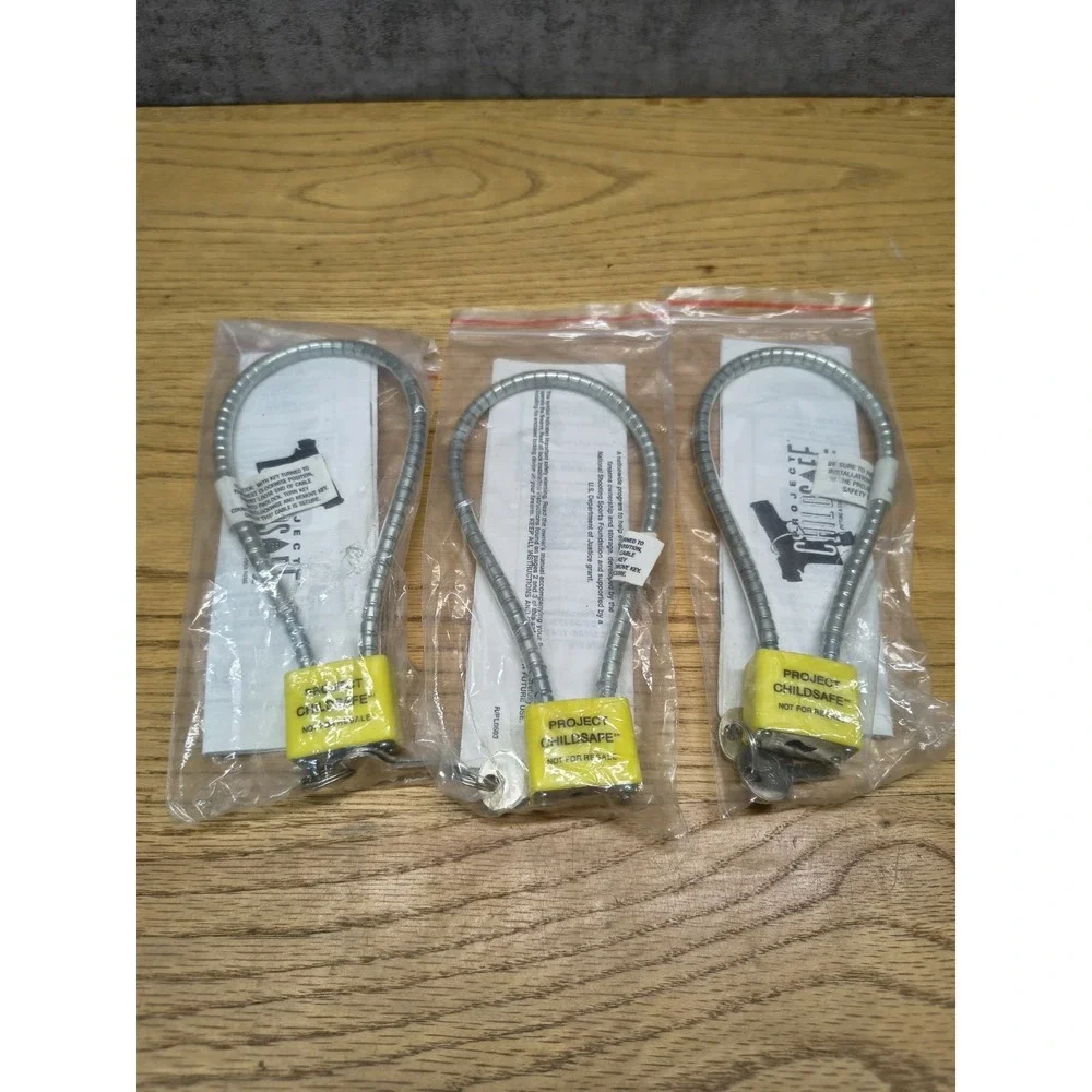 LOT (3) CABLE GUN LOCKS - LN Project ChildSafe - Pistol Handgun NEW